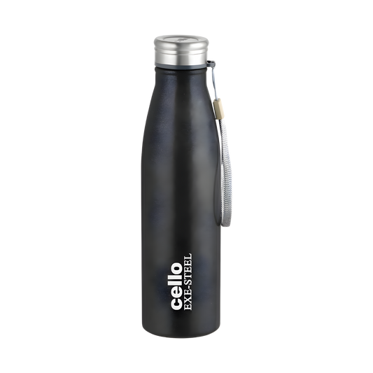 CELLO Zupp 1000 Stainless Steel Water Bottle 1000 ML Black | ISI Certified Single Wall Rust & Leakproof Fridge Safe Water Bottle |