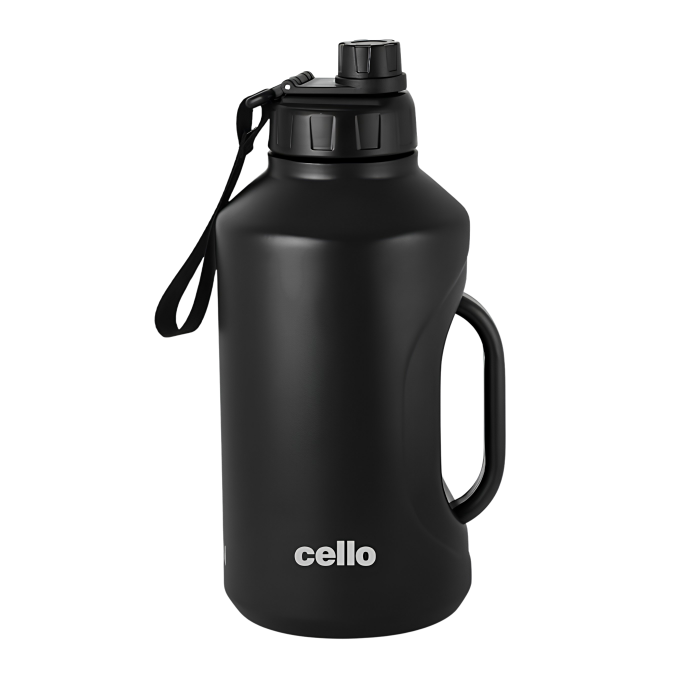 CELLO Duro Hydrabot Thermosteel Flask, 2.29 Litre | 24 Hours Hot and Cold Stainless Steel Bottle | Flask for Tea Coffee | Ideal for Office, Gym, Home, Kitchen, Hiking, Travel Bottle