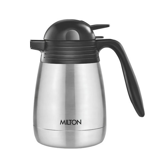 MILTON Stainless Steel Double Walled Vacuum Insulated Carafe 1000 Flask with Handle, 1000 ml, Silver |For Hot & Cold Beverages |Leak Proof | Rust Free | Easy to Carry