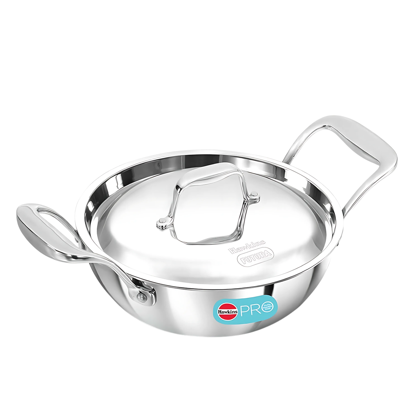 HAWKINS Pro Deep-Fry Pan | Triply Stainless Steel Kadhai with Steel Handles and Steel Lid | Silver