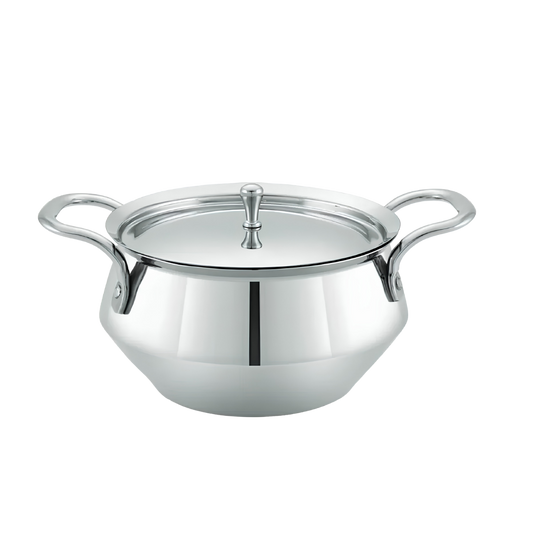 JVL Cookwell Premium Stainless Steel Heavy Gauge Mirror Finish (Cook-Store-Serve Pot) | CW-3P | 1700 ML | Induction Compatible