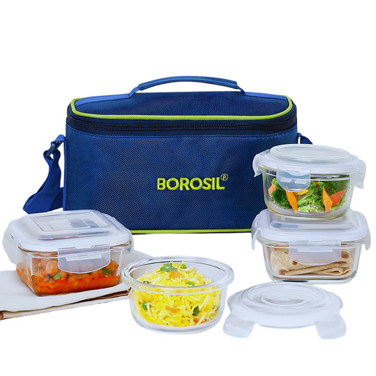 Borosil Microwavable Glass Lunch Box With Bag
