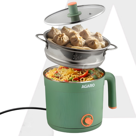 AGARO Regency Multi Cook Kettle With Steamer - 1.2 Litres - Sea Green | Boiling, Steaming, Tea, Coffee, Egg, Vegetable Boiling, 600 W