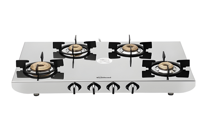 SUNFLAME HERCULES 4 Burner Manual SS Gas Stove (ISI Certified, Stainless Steel)