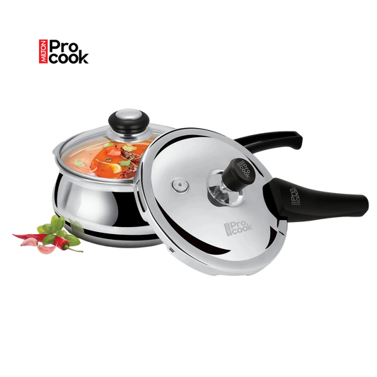 PROCOOK BY MILTON Triply Pressure Cooker Outer Lid Curve | Additional Glass Lid