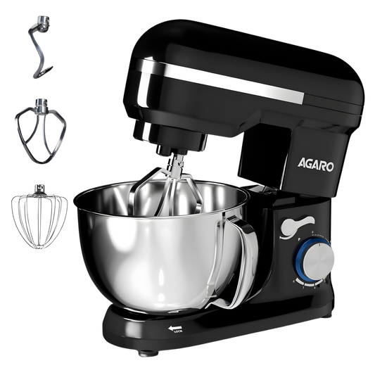 AGARO Royal Stand Mixer 1000W with 5L SS Bowl and 8 Speed Setting I Includes Whisking Cone | Mixing Beater & Dough Maker | 2 Years Warranty