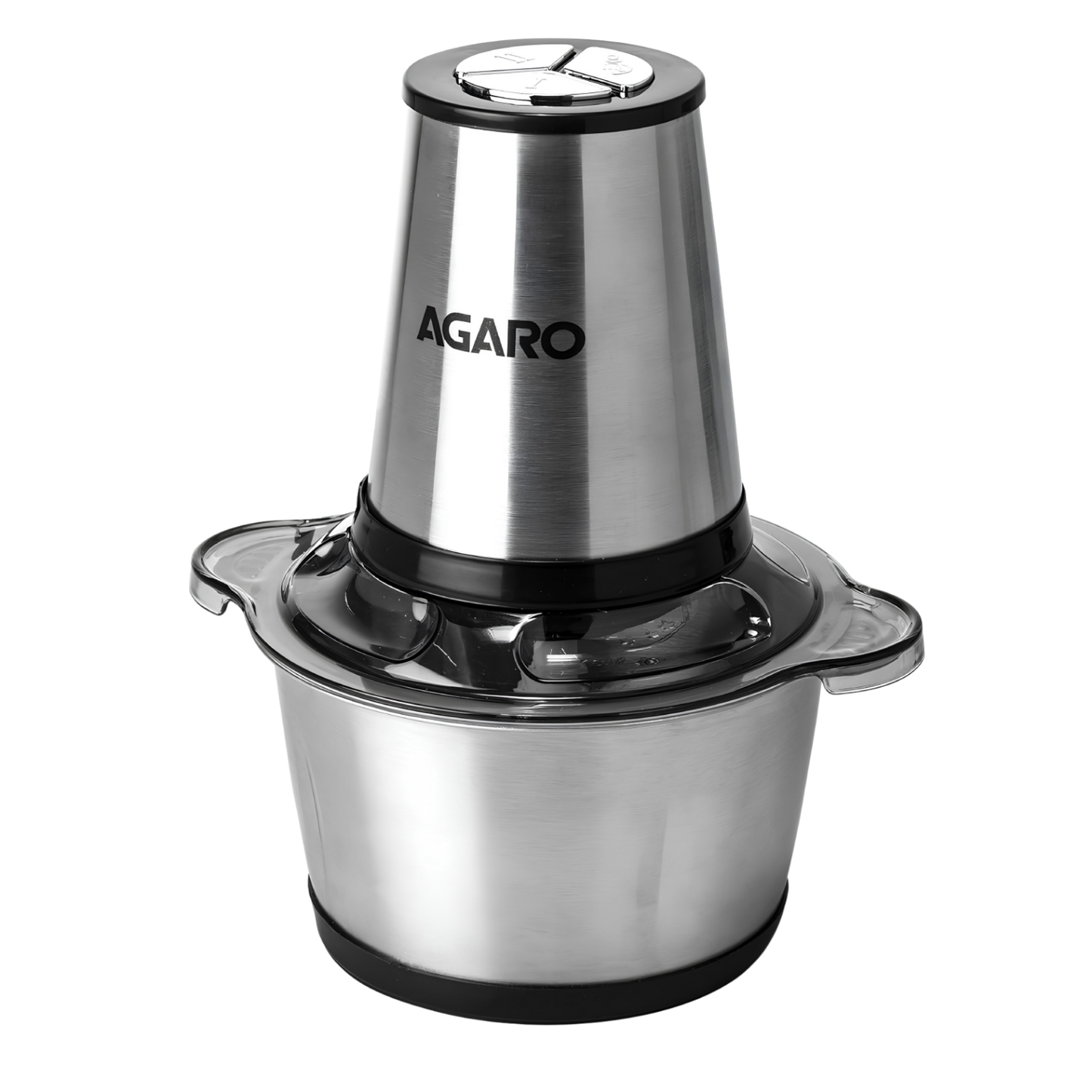 AGARO Delite Vegetable, Meat & multipurpose Chopper Cum Whisker for Kitchen | Garlic Peeler | Egg Whisker, 2 Ltr Bowl | 400 W Motor | 3 Speed | Stainless Steel Body