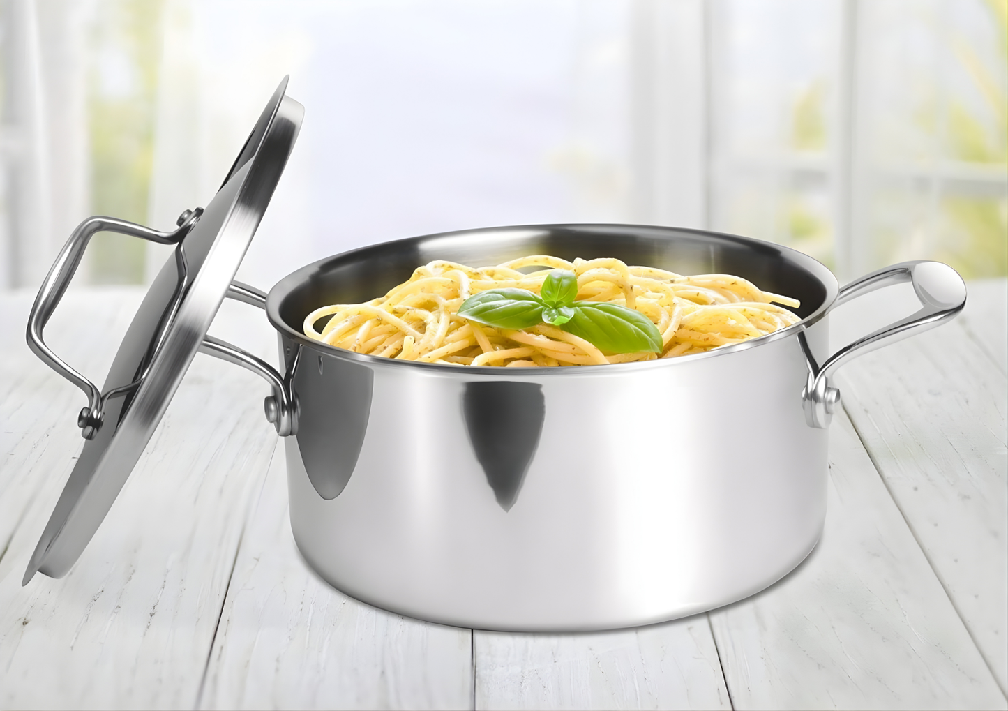 MILTON Procook Triply SS Casserole/Stock Pot/Biryani Pot with Lid 22 cm, 4 Litre, Cook-N-Serve Bowl, Gas and Induction Friendly, 3 Years Warranty