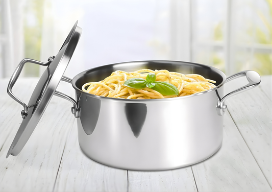 MILTON Procook Triply SS Casserole/Stock Pot/Biryani Pot with Lid 22 cm, 4 Litre, Cook-N-Serve Bowl, Gas and Induction Friendly, 3 Years Warranty
