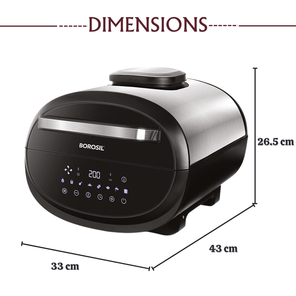 Borosil Best Digi Air-fryer, Top Load Air Fryer, Large Capacity, 8 Pre-Set Menus, 8 in 1 Functionality, 6.1 Ltr - Premium Air Fryer from Borosil - Just Rs. 9793! Shop now at Surana Sons