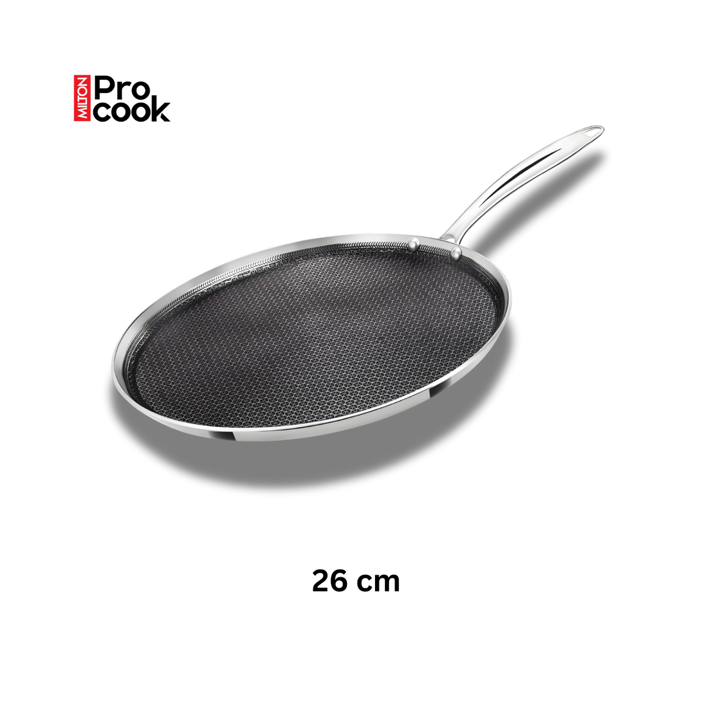 MILTON Pro cook Triply Hexa Tech Induction Stainless Steel Tawa, Silver, Honeycomb Non-Stick Structure