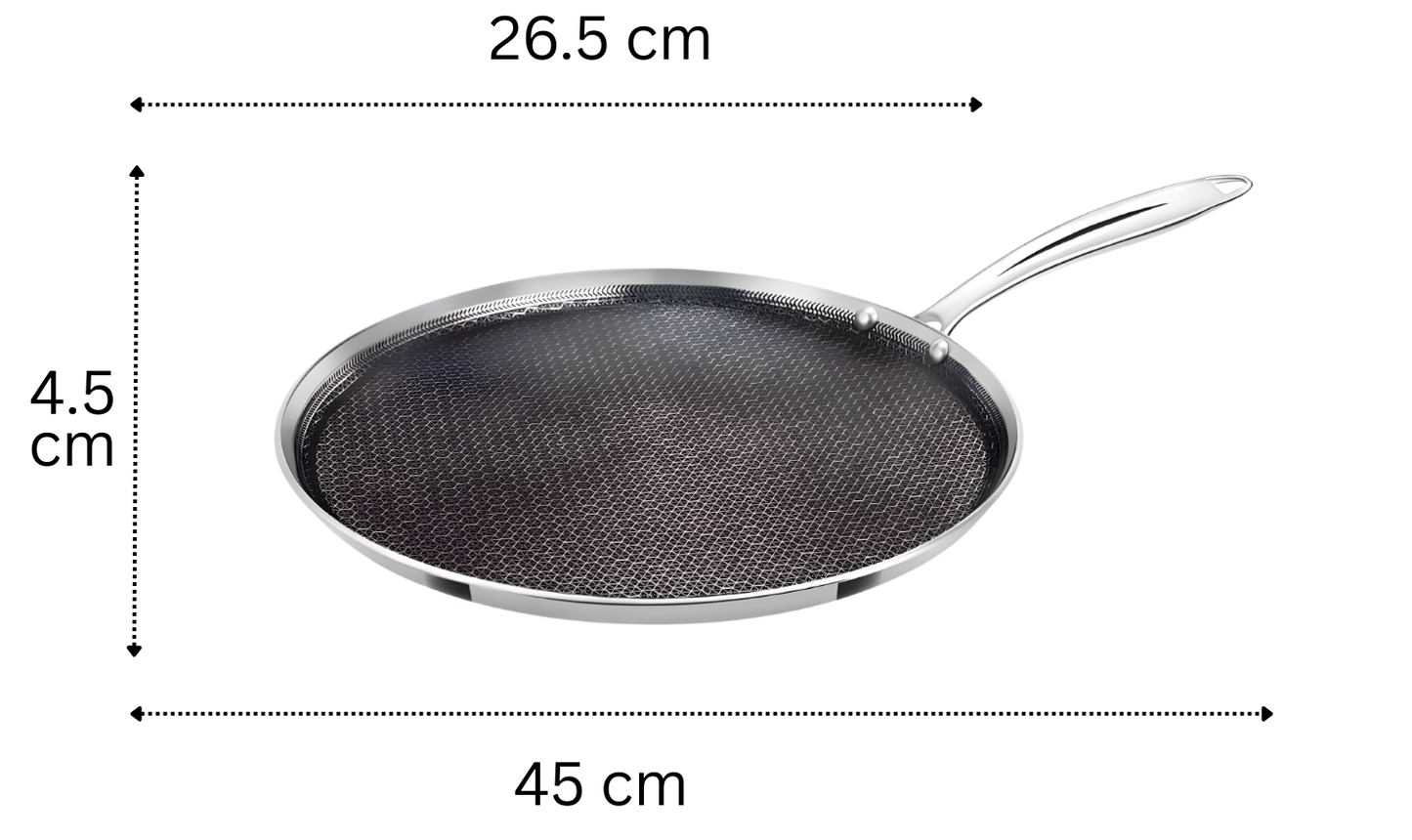 MILTON Pro cook Triply Hexa Tech Induction Stainless Steel Tawa, Silver, Honeycomb Non-Stick Structure
