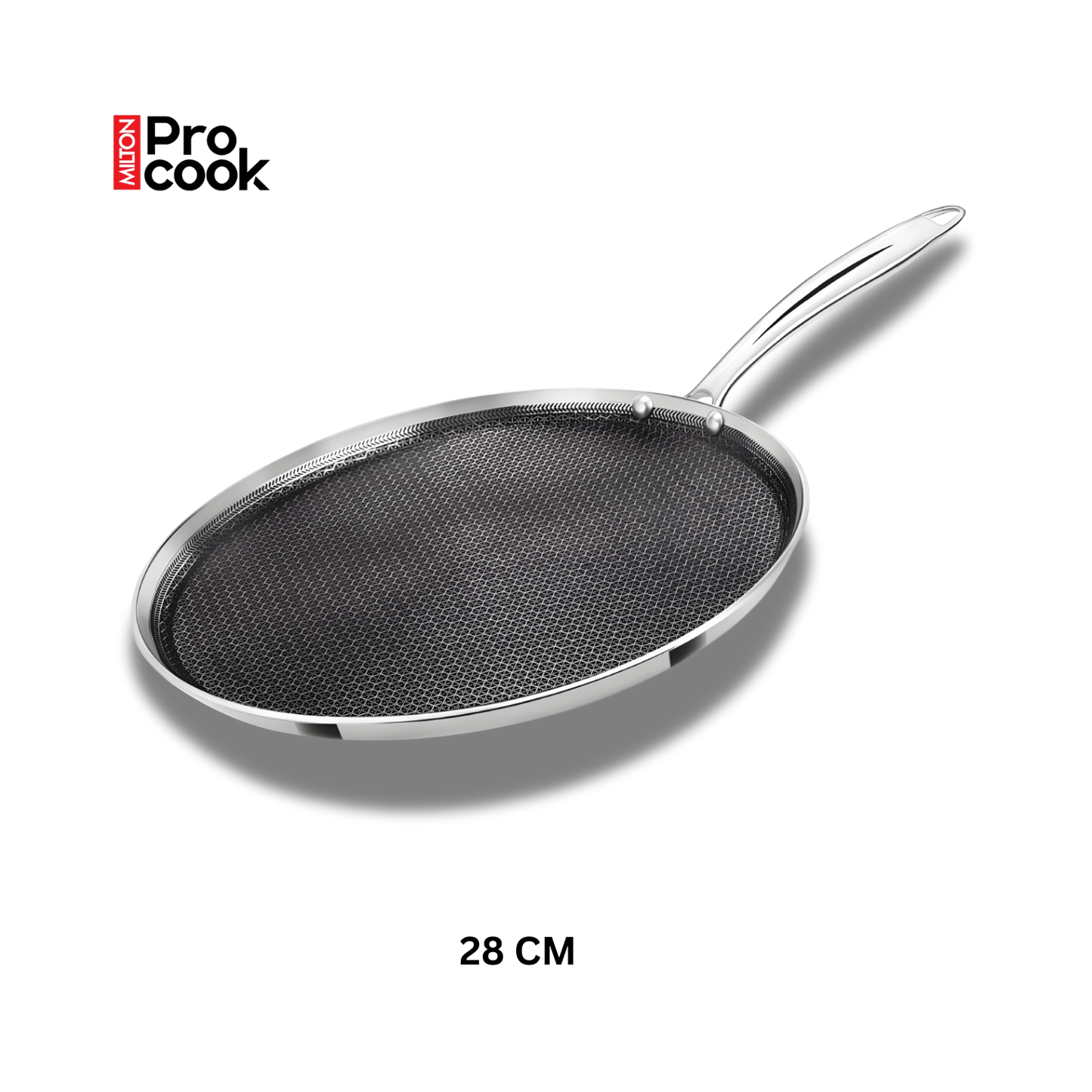 MILTON Pro cook Triply Hexa Tech Induction Stainless Steel Tawa, Silver, Honeycomb Non-Stick Structure