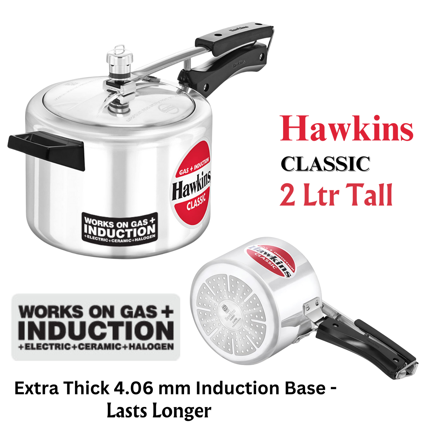Hawkins Classic Aluminum Pressure Cooker Induction Base Inner Lid Cooker Surana Sons