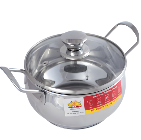RAMSON Carnival Induction Premium Handi | Gas & Induction Compatible  | With Glass Lid | Mirror Polish | 12 cm