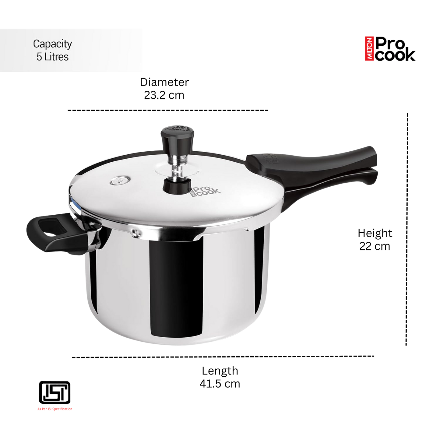 MILTON PROCOOK Triply Stainless Steel Pressure Cooker Outer Lid | ISI