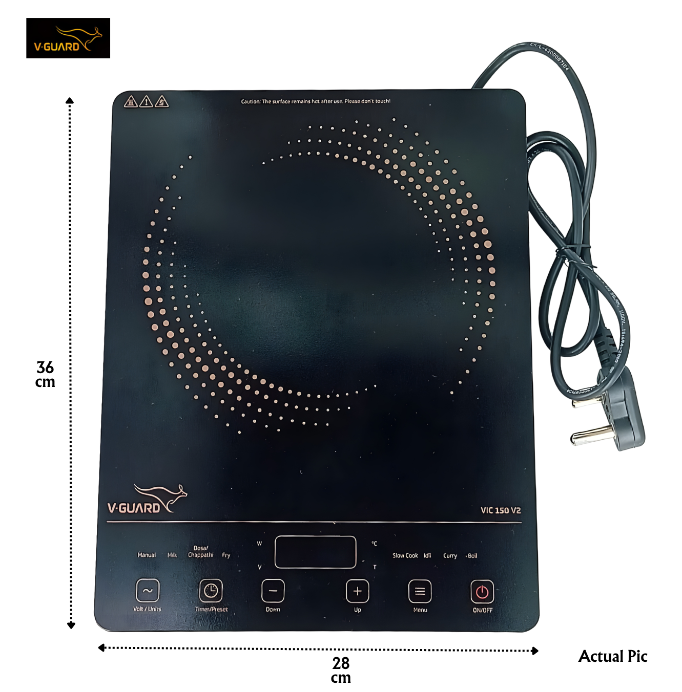 V-GUARD Induction Cooktop VIC 150 V2 | 2000 Watt | 1 Year General Warranty and 3 Year Warranty for Induction Coil