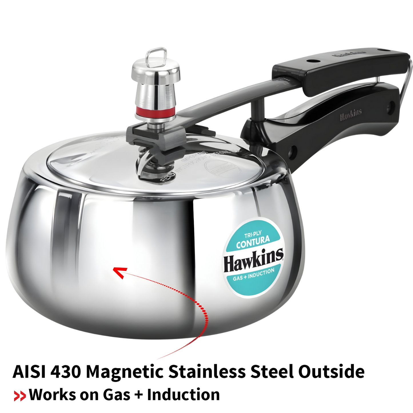 HAWKINS Contura Tri-Ply Stainless Steel 3.5 Litre (SSTCO35) |Induction Compatible