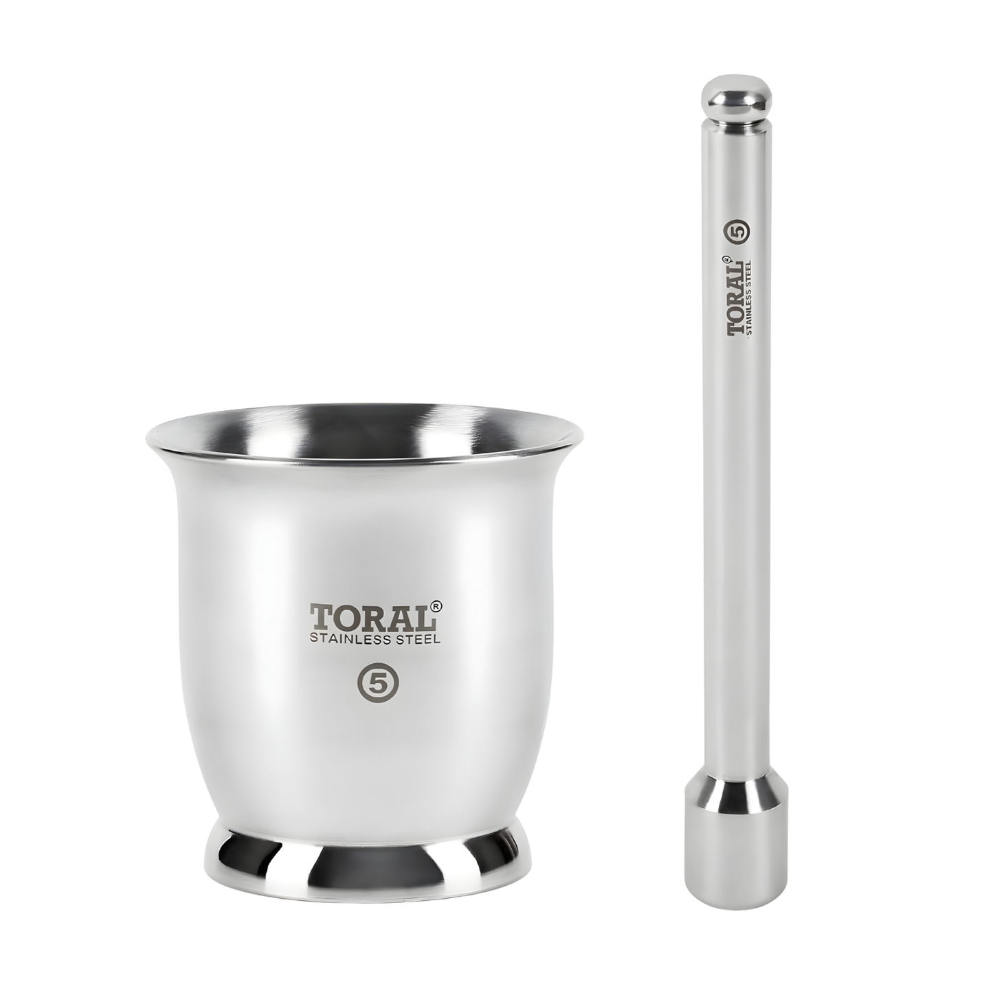 TORAL Popular Heavy Weighted Stainless Steel Mortar and Pestle Set | Rust-Proof Premium QualityKhalbatta/Kharal | Spice & Medicine Grinder for Kitchen Use
