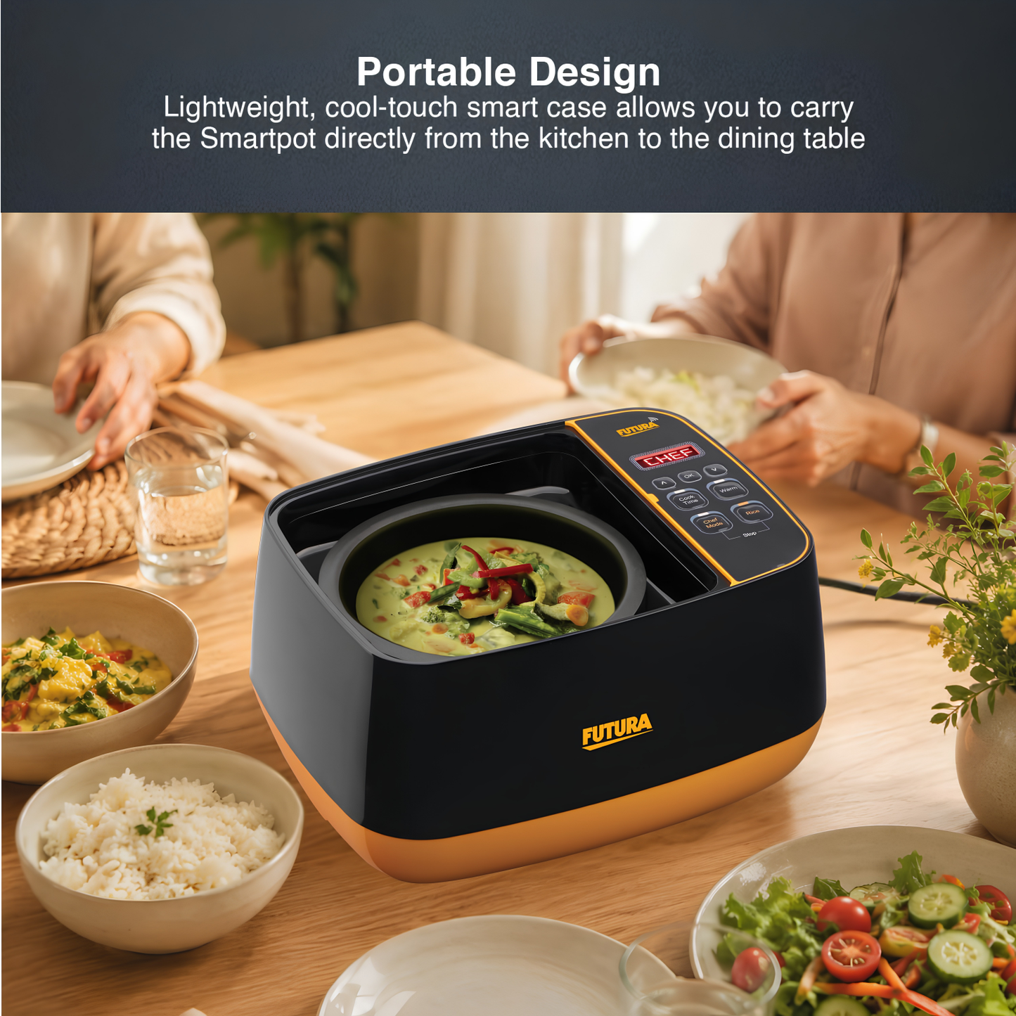 Hawkins Futura Smart Pot with Smart App, 2 Litre Smart Electric Cooker | Wi-Fi App Control | Automatic Rice Cooking | Slow Cooking, Sauté, Fry, Steam & Warm Functions | 100+ Guided Recipes | Portable Table-Top Cooker | Black (FSP1W)