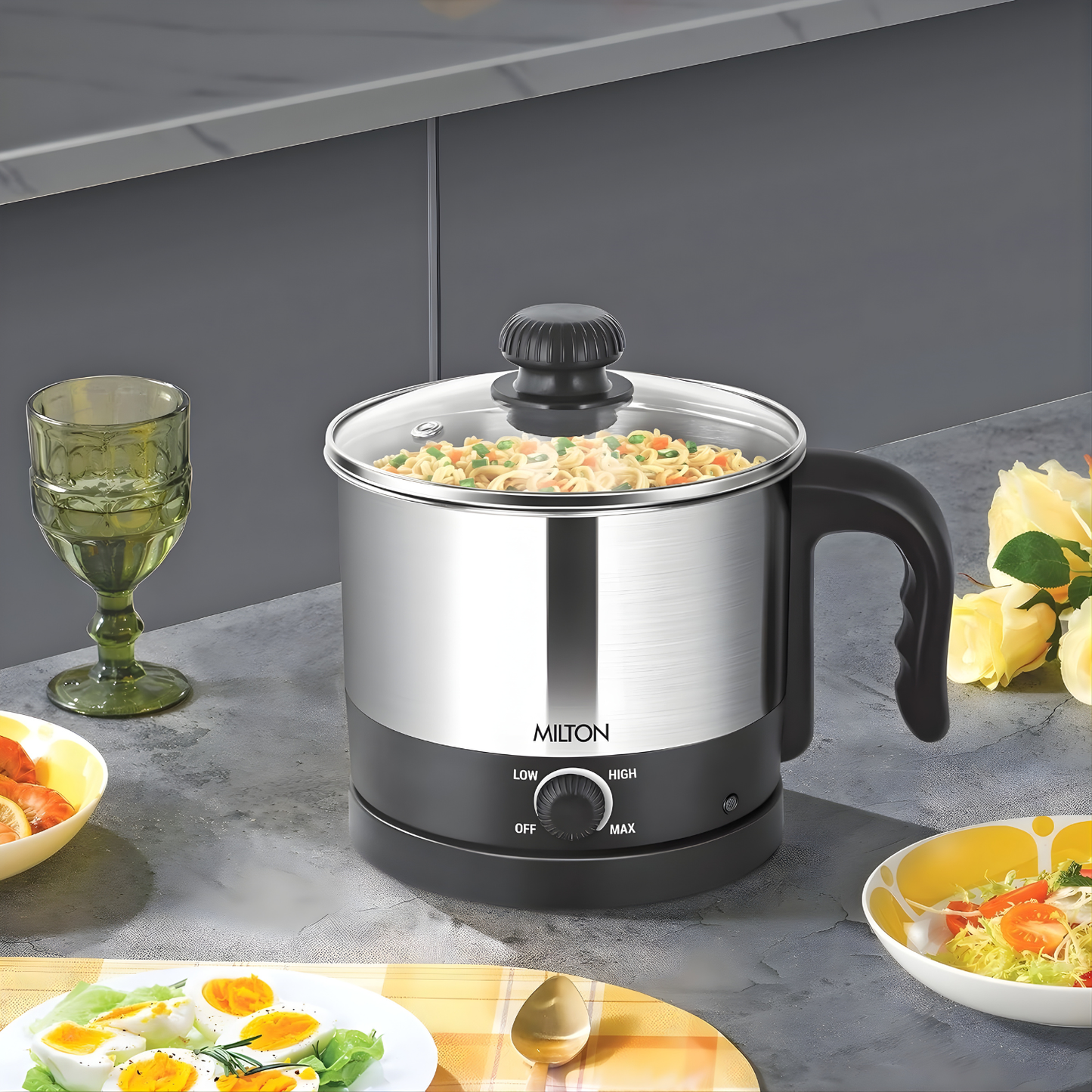 MILTON Insta Cooker Multi-function Electric Kettle, 1.2 Ltr | Multicooker