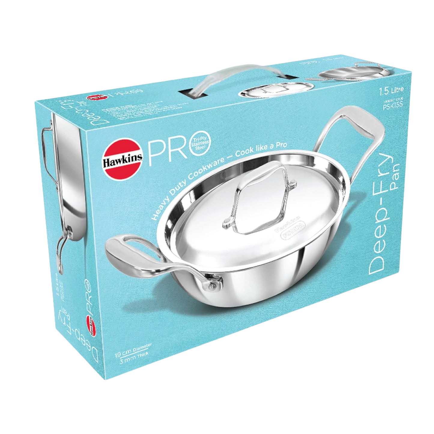HAWKINS Pro Deep-Fry Pan | Triply Stainless Steel Kadhai with Steel Handles and Steel Lid | Silver