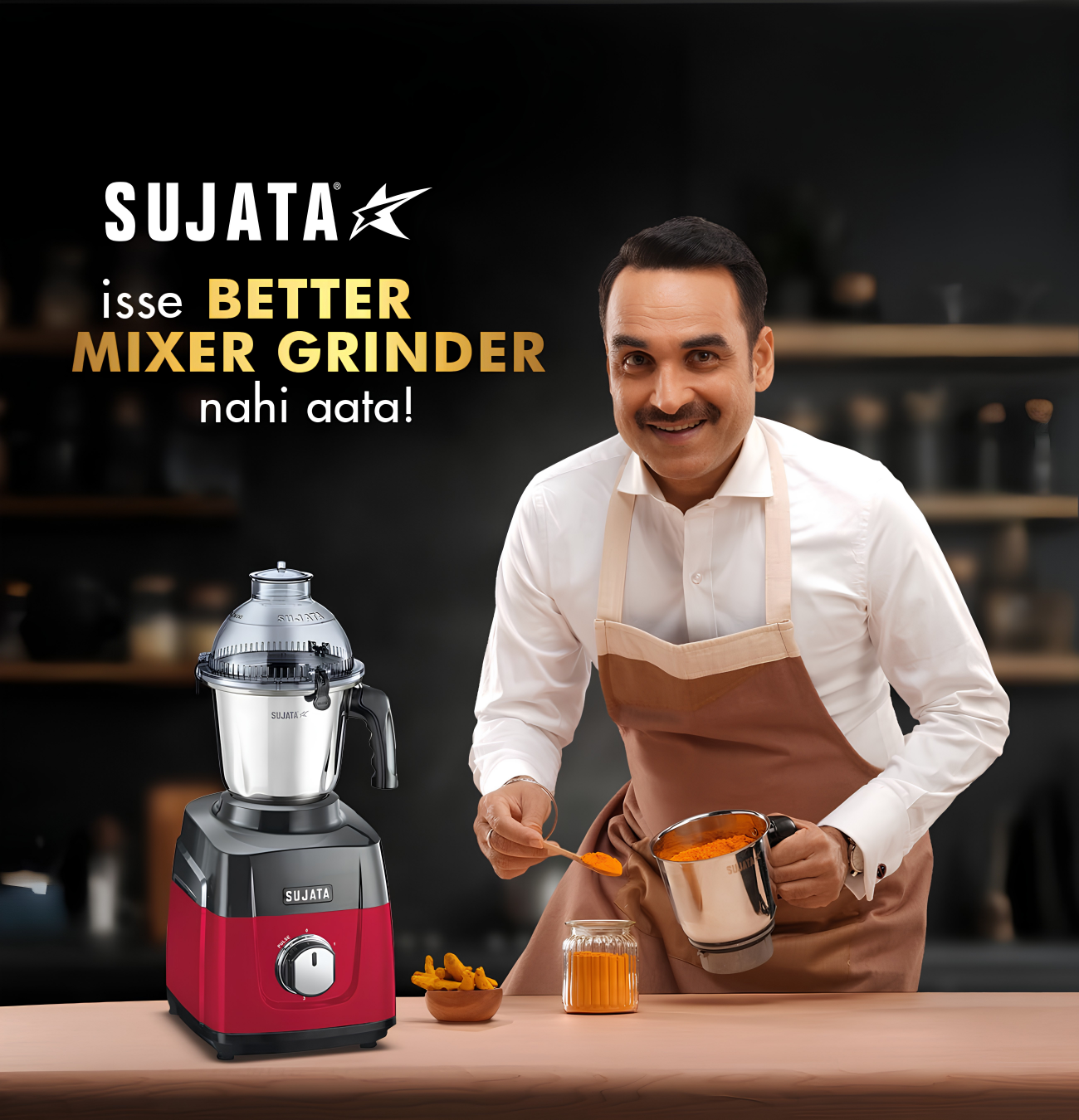 SUJATA MG03 Mixer Grinder | 1000 Watts Double Ball Bearing Motor | 24000 RPM | Non-Stop 90 Mins Running | 4 Jars including 1750 ml Blender with Coconut Milk Extractor | 1500ml, 1000ml, 500ml Jar | Red & Black