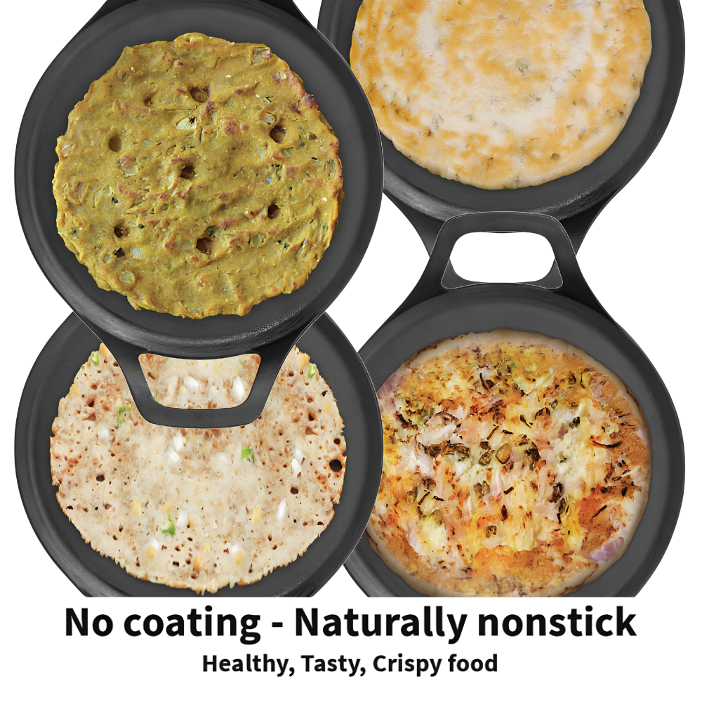 FUTURA By HAWKINS Reinforced Cast Iron Flat Tava 27 cm (CIDT27) | For Dosa, Uttapam, Chila, Tikki | Domestic Gas, Halogen, Ceramic, Induction Cooktop Compatible