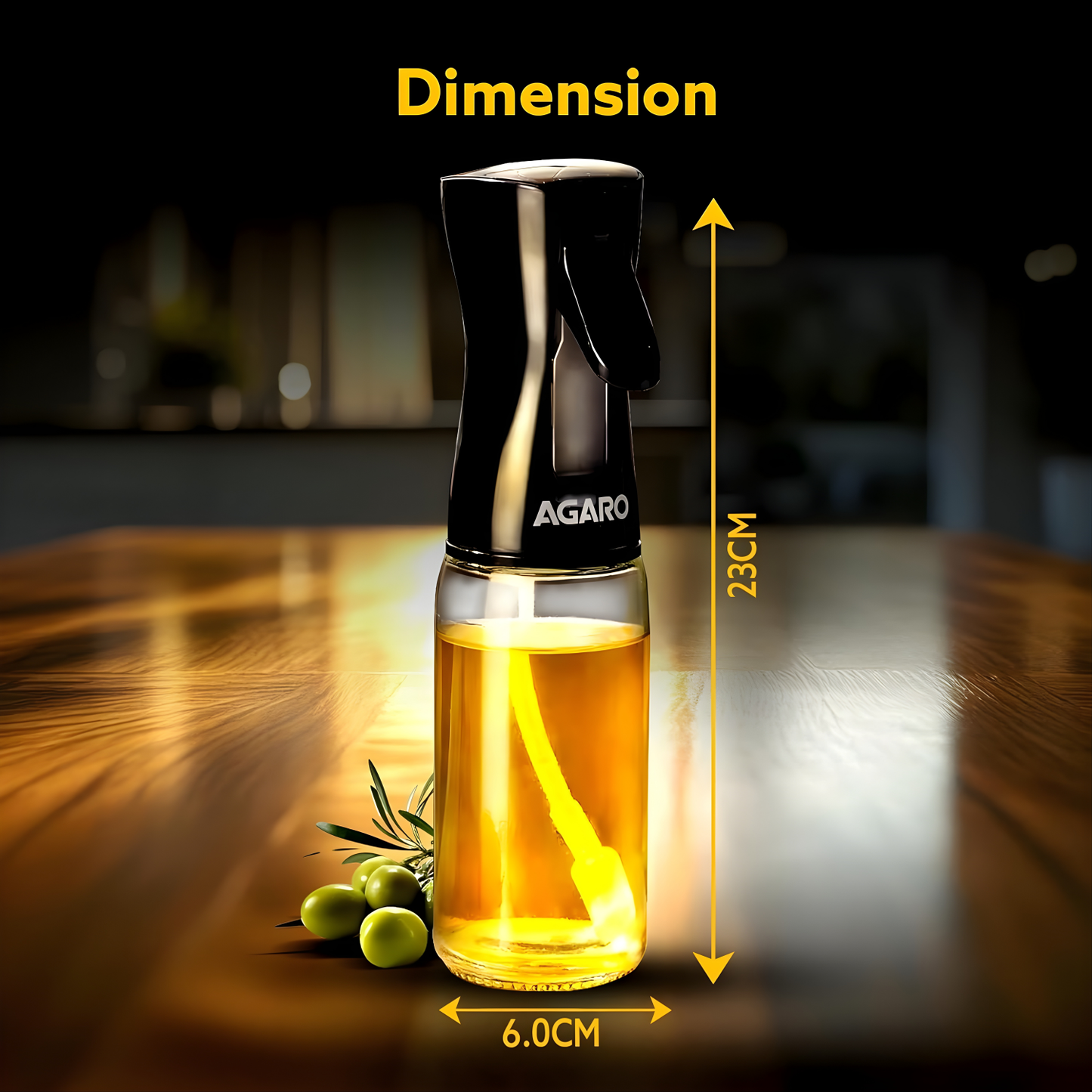 AGARO Elegant Oil Sprayer For Cooking, 200 Ml, Glass Body, Refillable Cooking Oil Spray Bottle, Oil Spritzer !