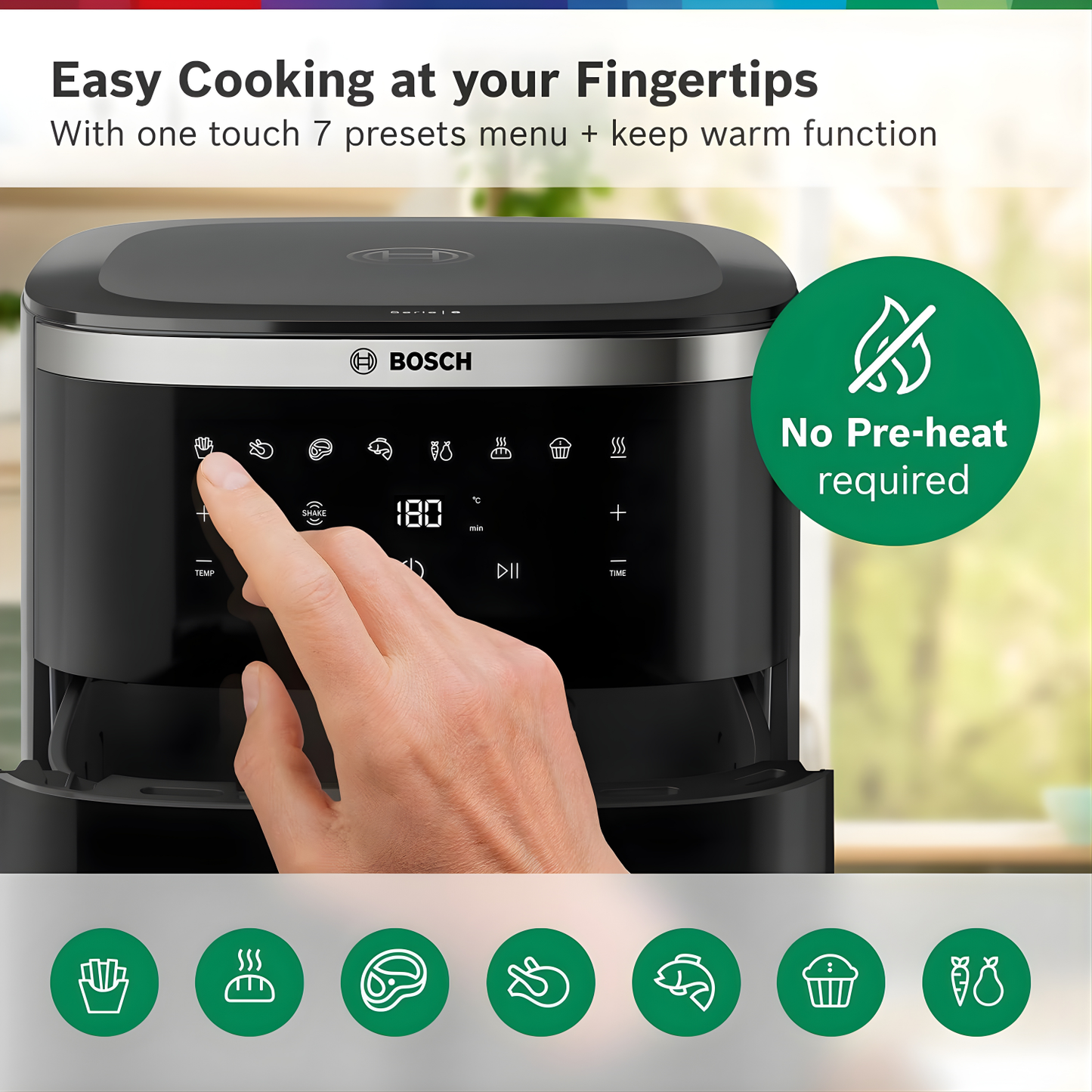 BOSCH Series 6 Air Fryer Black MAF671B0IN | 7.2 Ltr | 1800 W | Touch Control
