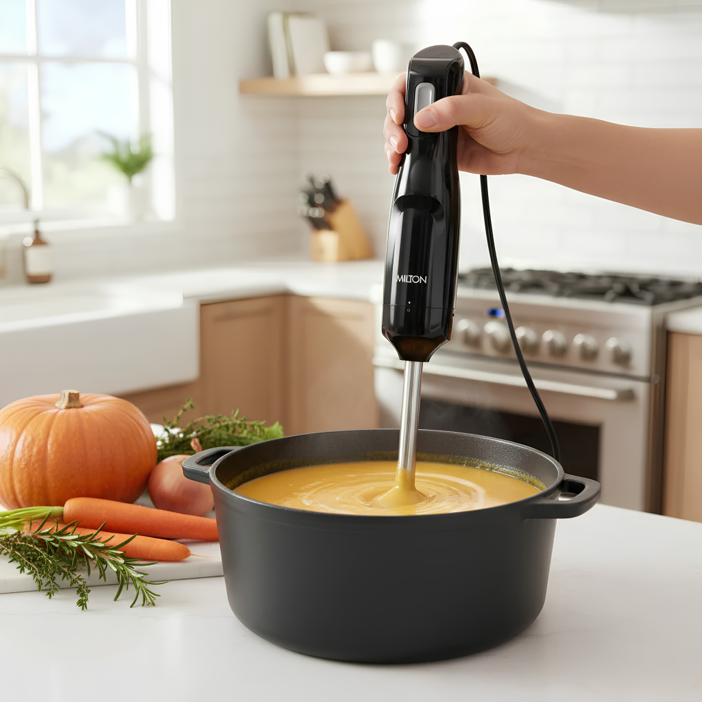 MILTON VorteQ Electric Hand Blender | Powerful 300W Low Noise DC Motor | Ideal for Smoothie, Shakes, Batter, Soups, Baby Food | 2-Year Warranty