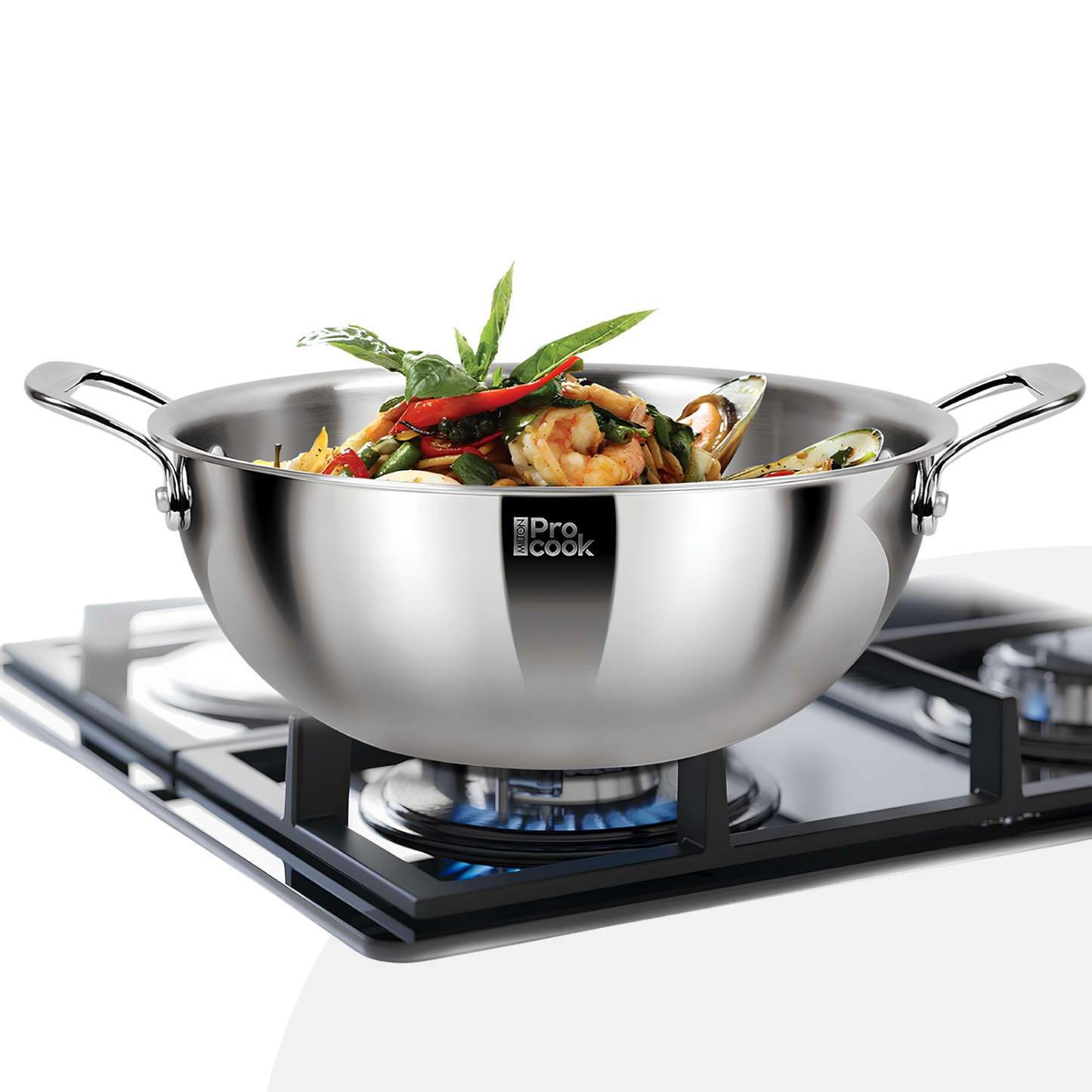MILTON Pro cook Induction Cookware & Gas Stove Friendly Triply Stainless Steel Kadhai with SS Lid | Deep Fry Pan | 3-Layer Durable Construction | Sturdy Handle | 3 Year Warranty | Silver