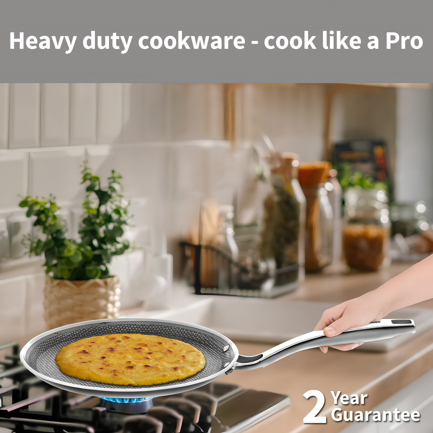 HAWKINS Induction Compatible Pro SS Tri-ply Shielded Nonstick Flat Tava 26 cm (PSNFT26)