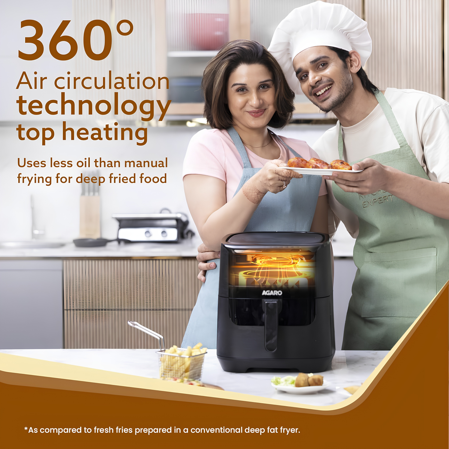 AGARO Digital Air Fryer, 6.5 Ltr | 12 Preset Cooking Modes | 360 Degrees Air Circulation With Variable Temperature Settings | Frying, Grilling, Toasting, Roasting, 1800 W, Black.
