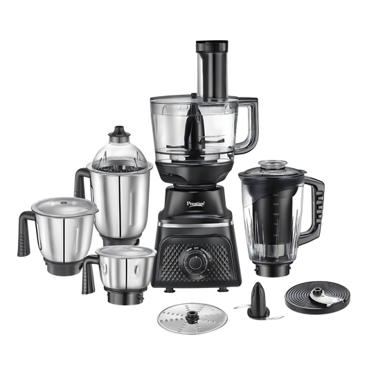 PRESTIGE Prisma Pro 750W 5 Jars Mixer Grinder  Stainless Steel Jars 3U, Multi Utility Jar 1 U & Juice Jar 1 U | 6 Super-Efficient Blades | Black & Silver
