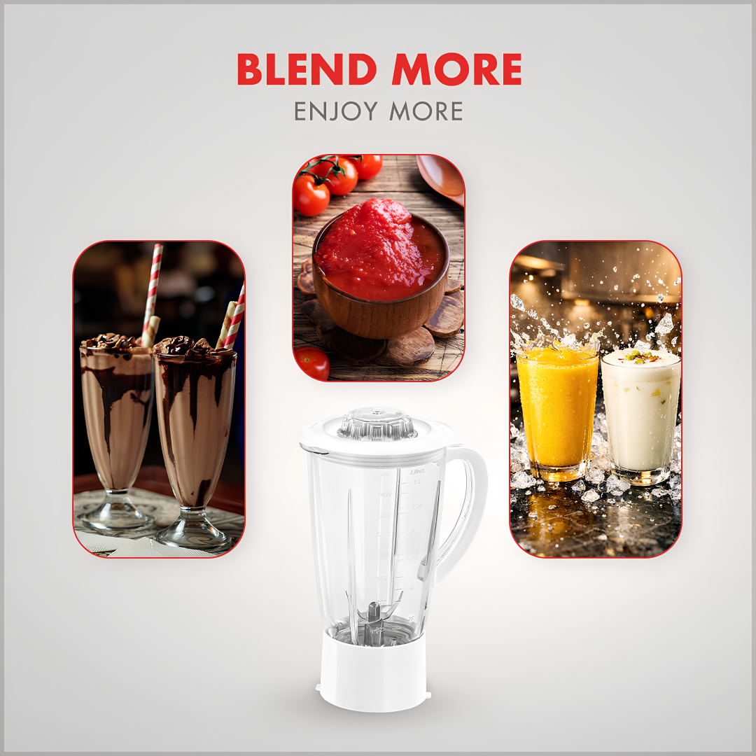 SUJATA 1750 ml Blender Jar | Compatible with all 900W Mixer Grinders |Unbreakable Transparent Liquidizer, Stainless Steel Blades | Ergonomic Handle |Perfect for Smoothies, Milkshakes & Juices | White