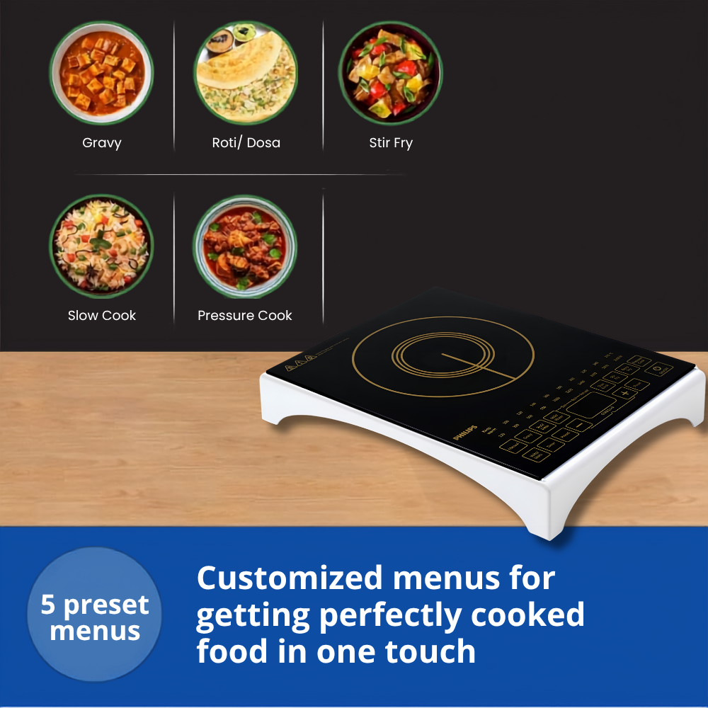 PHILIPS Viva Collection HD4938/01 2100-Watt Glass Induction Cooktop with Sensor Touch