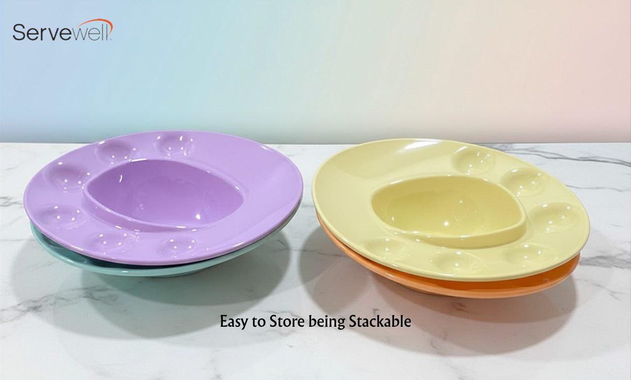 Servewell Melamine Panipuri/GOL-Gappa/Fulki/Gup-chup/Pakodi/Phuska Serving Plates (Pack of 4, Multi Color)