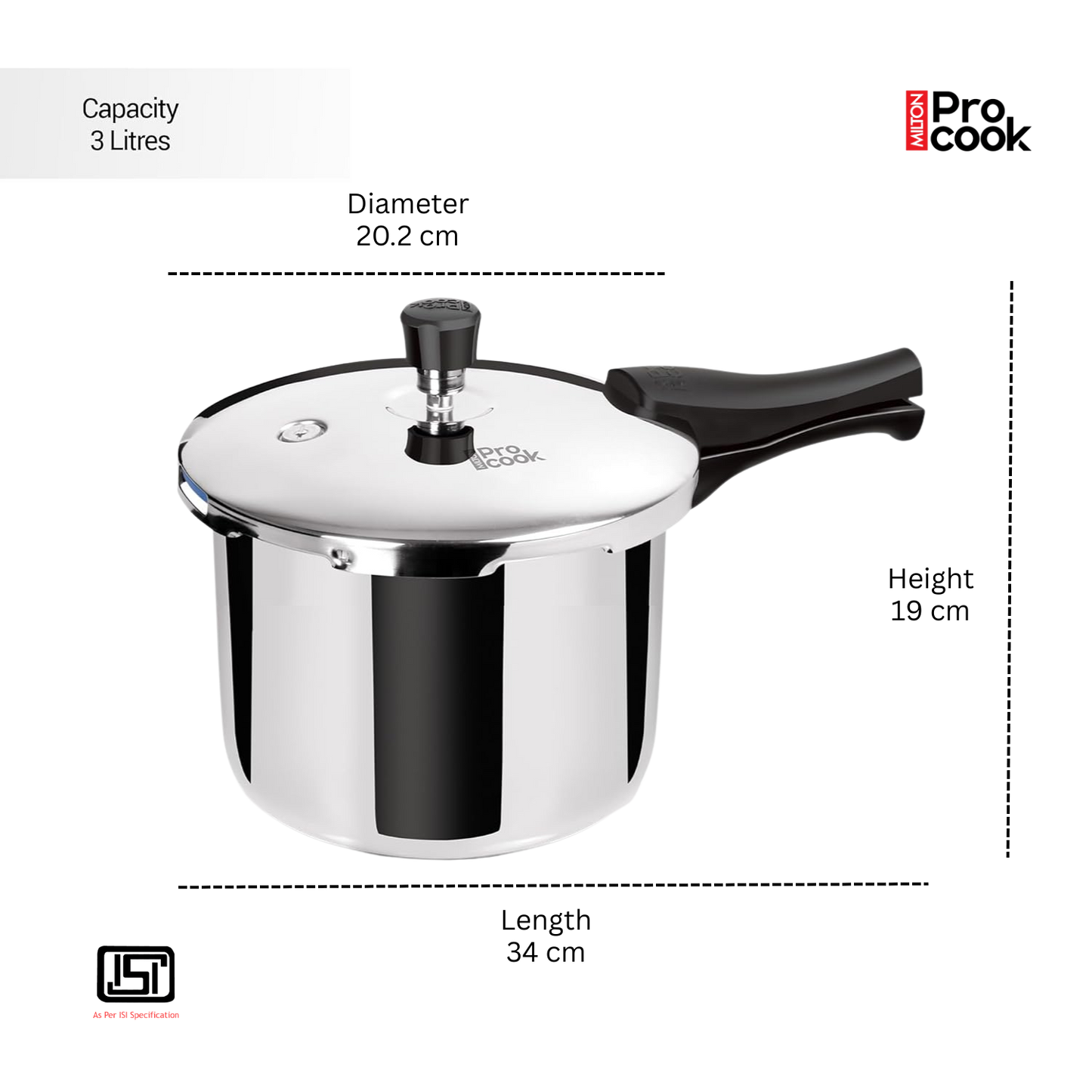 MILTON PROCOOK Triply Stainless Steel Pressure Cooker Outer Lid | ISI