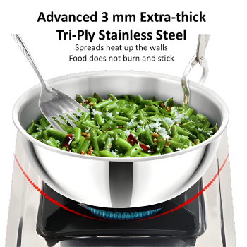 HAWKINS Induction Compatible SS Tri-ply Tasla (Kadhai)