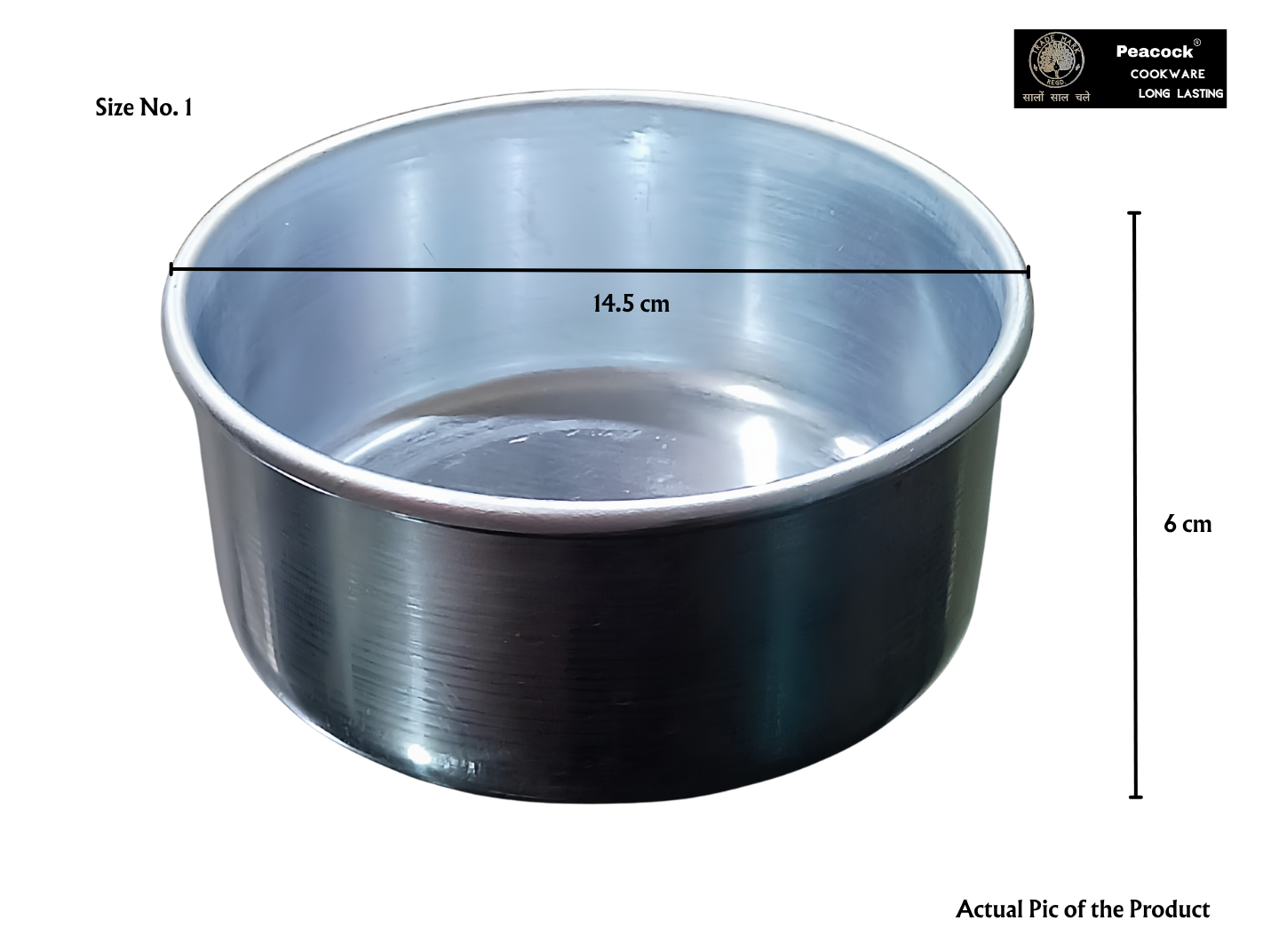 PEACOCK Aluminium Round Cake Mould | Cake Pot | For Ovens, OTG, Microwave (Convection Mode Only) | Strong & Premium Quality | Silver