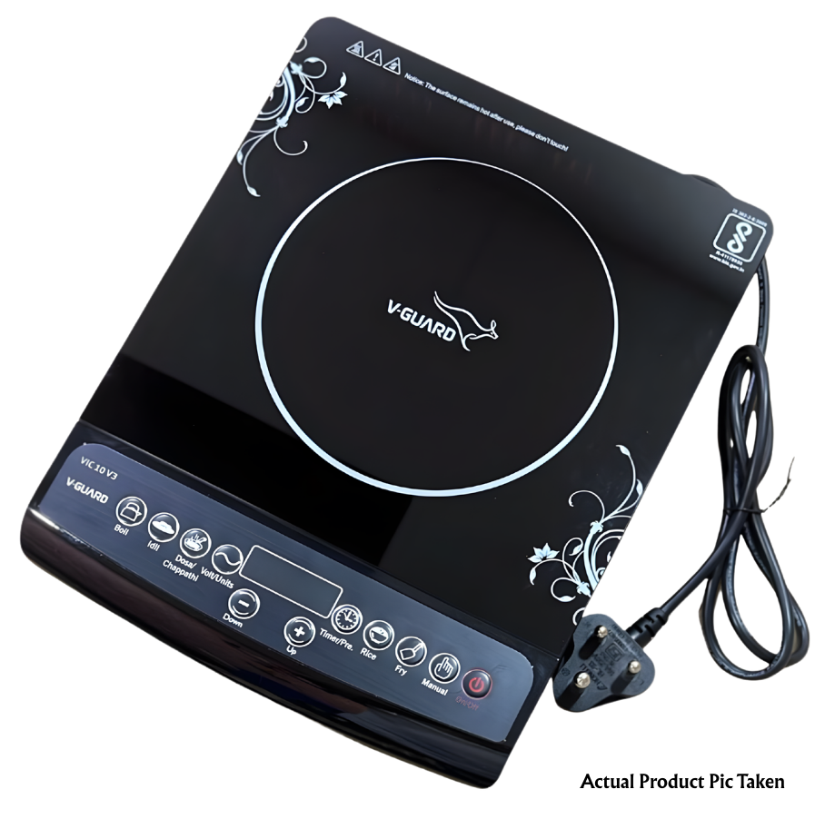 V-GUARD Induction Cooktop VIC 10 V3 | 2000 Watt | 1 Year General Warranty and 3 Year Warranty for Induction Coil