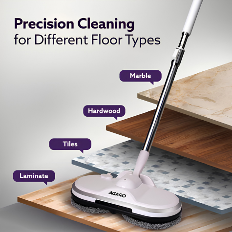 AGARO Regency Electric Spin Mop for Floor Cleaning, Floor Mopping, Automatic Wet Mopper, Cordless, Adjustable Handle, Water Sprayer, Lightweight, For Hardwood, Tile & Laminate Floors, Home, Kitchen & Office use