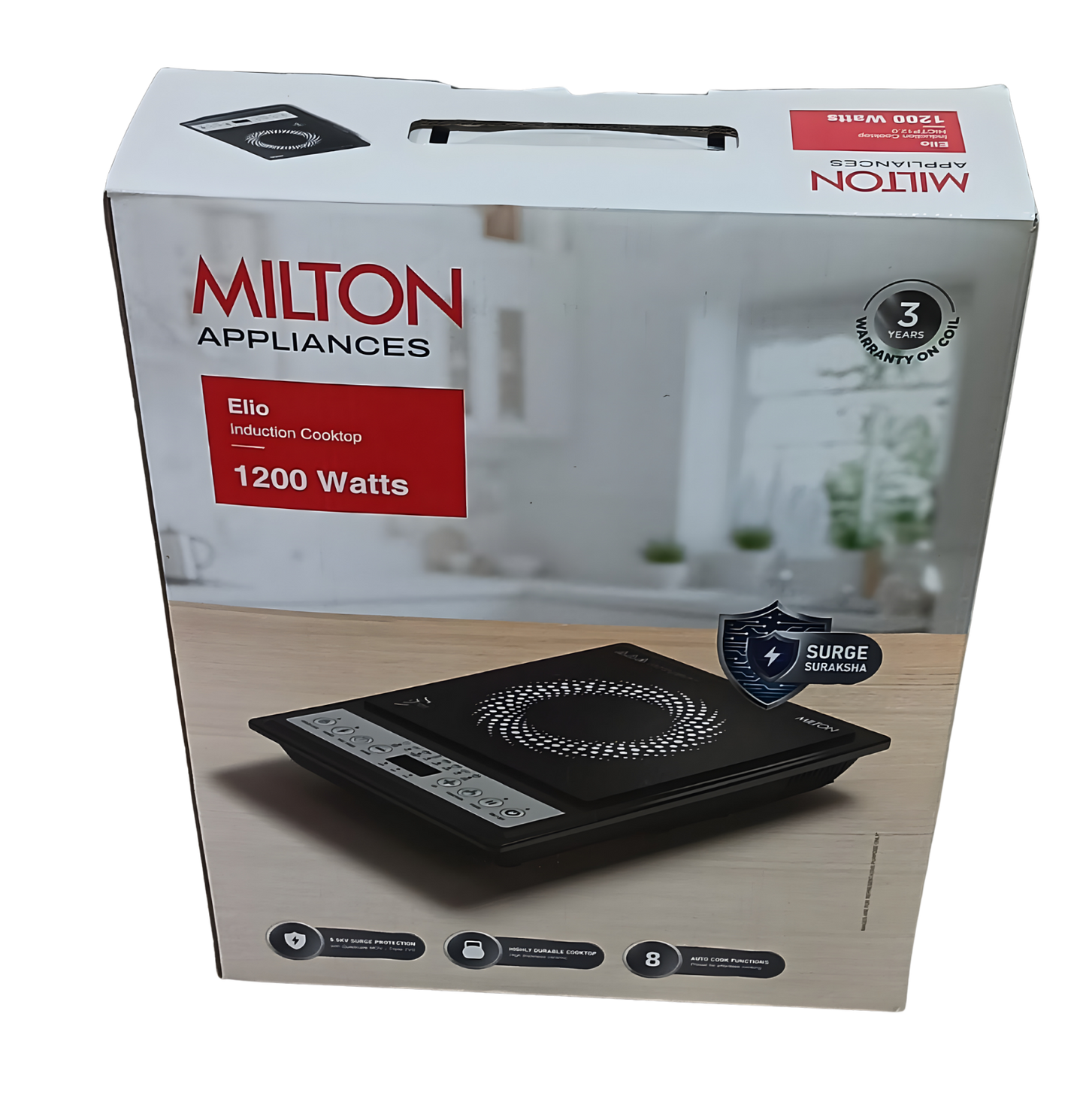 MILTON Elio Induction Cooktop 1200 Watt | Soft Touch Push Button | 1 Year Warranty | 3 Year Coil Warranty
