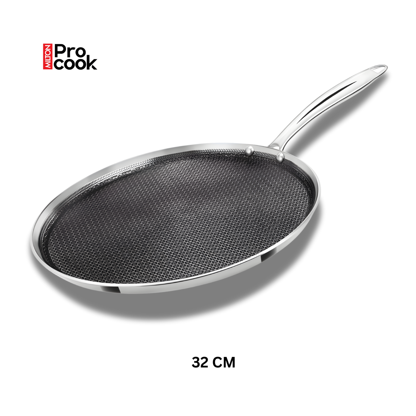 MILTON Pro cook Triply Hexa Tech Induction Stainless Steel Tawa, Silver, Honeycomb Non-Stick Structure