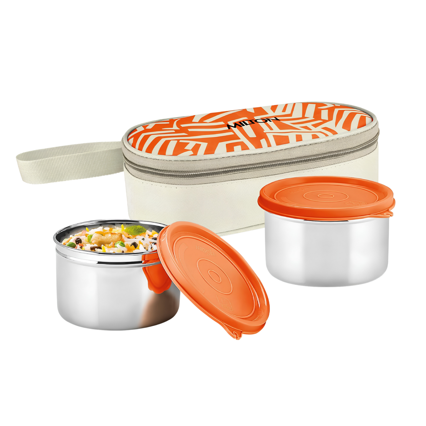 MILTON Plato Pack Big Stainless Steel Lunch Box (2 X 500 ml containers) with Jacket | Leak Proof, Food Grade I Lightweight, Odour Proof | 1 Year Warranty I Ideal for Office, School, Travel