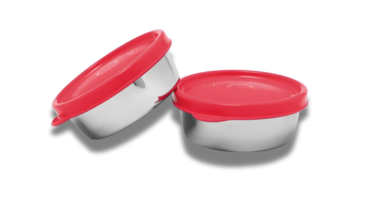 Signoraware Stainless Steel Mini Mate Container with Silicon Leakproof Airtight Lid, 60 ml Each, Set of 2 X 2 Sets (4 Pcs)
