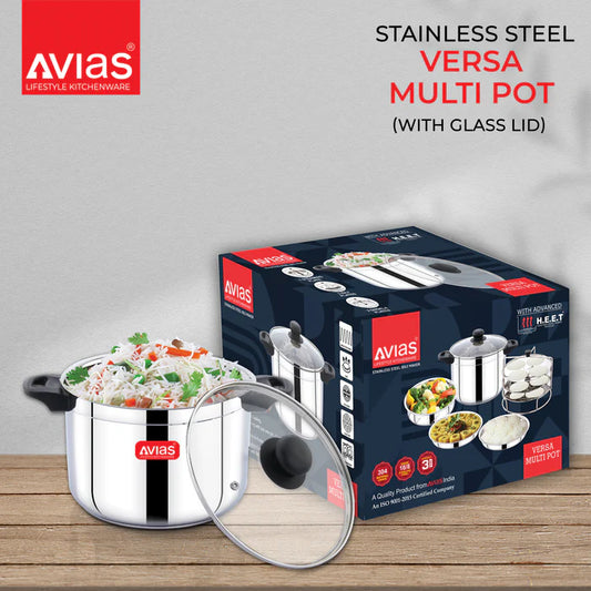 AVIAS Versa Multi-Pot | Multi Kadhai with Glass Lid | 5.6 Ltr