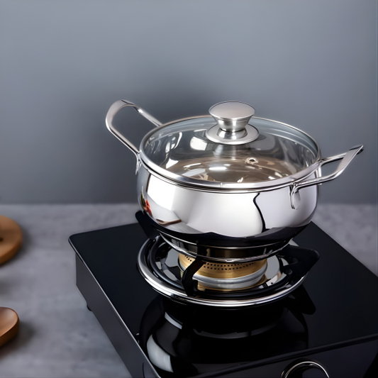 RAMSON Carnival Induction Premium Handi | Gas & Induction Compatible  | With Glass Lid | Mirror Polish | 12 cm