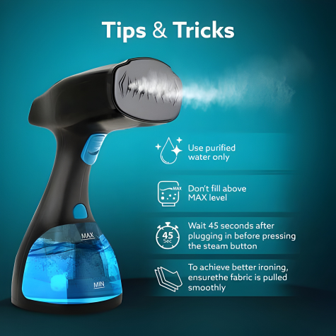 AGARO Signify Handheld Garment Steamer-Black & Blue